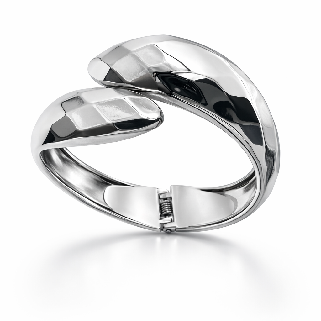 Sculpted Silver Open Cuff Bracelet