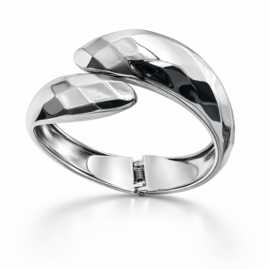 Sculpted Silver Open Cuff Bracelet