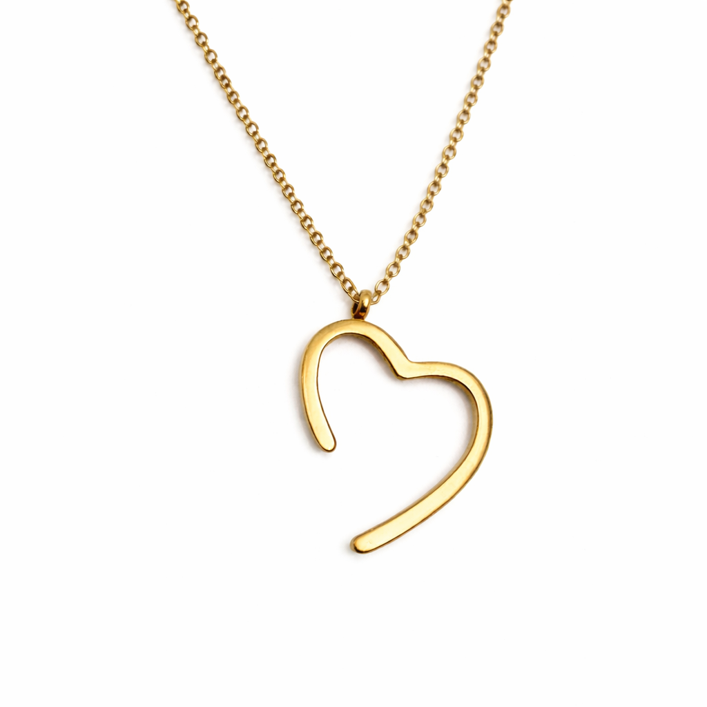 Pure Love Open Heart Gold Pendant Chain