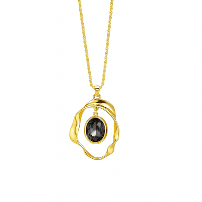 Designer Black Crystal Pendant Necklace – Gold Plated, Anti Tarnish
