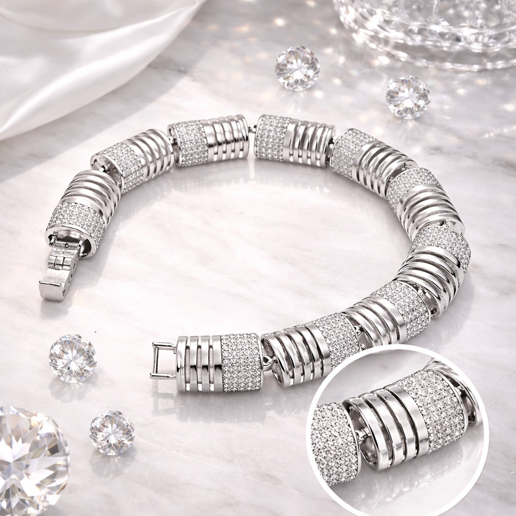 Contemporary Silver-Plated American Diamond Bracelet