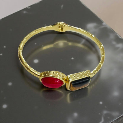 Dual-Stone Statement Gold Bracelet
