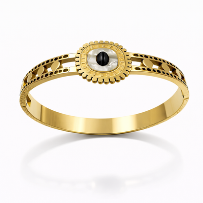 Gold Evil Eye Bracelet with Mother-of-Pearl Center