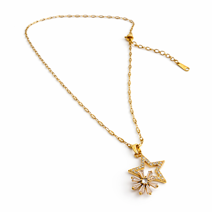 Celestial Starburst Crystal Chain Pendant