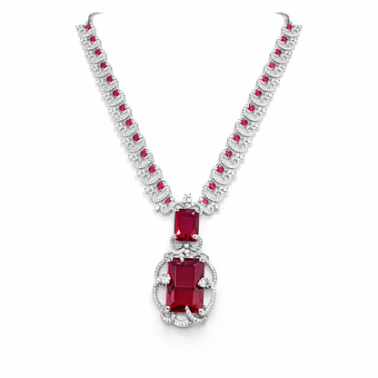Regal Ruby Silver Royale Necklace Set