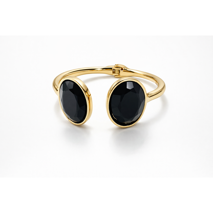 Elegant Black Onyx Open Cuff Bracelet