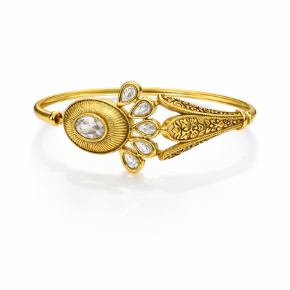Jinam Royal Kundan Bloom gold bracelet featuring intricate Kundan design with floral motifs and traditional craftsmanship.