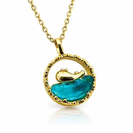 Dolphin Ocean Stone Chain Pendant