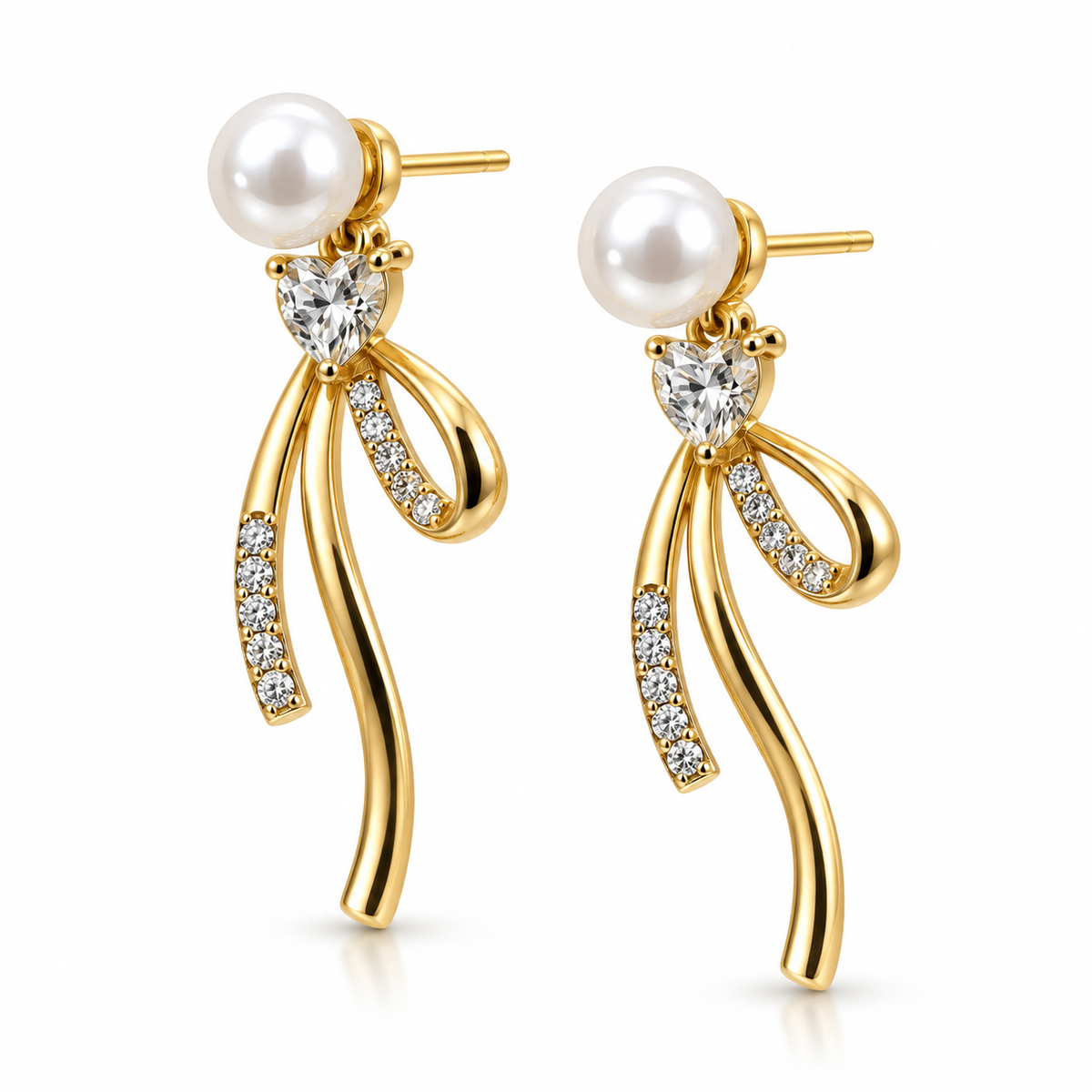 Golden Pearl Loop Drop Earrings