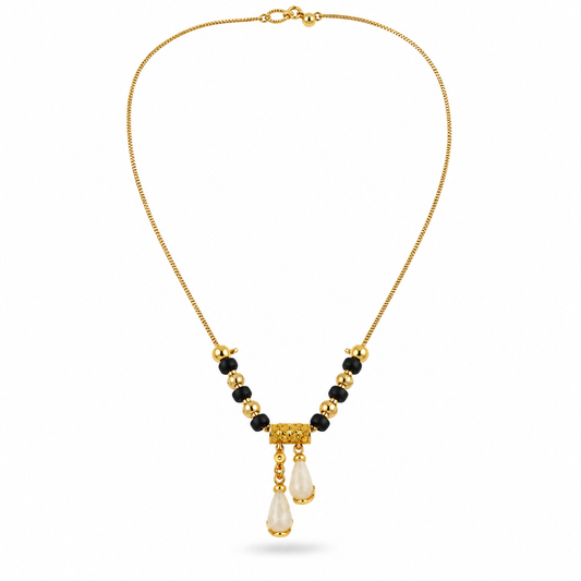 Black Beaded Gold-Tone Drop Mangalsutra