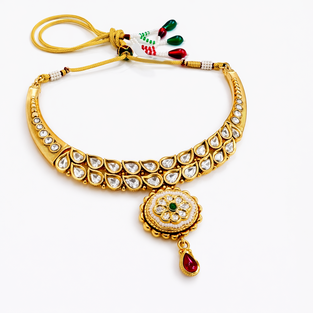 Royal Polki Kundan Pearl Necklace Set