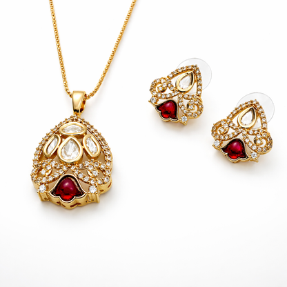 Ruby Polki Royale Pendant Set