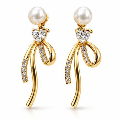 Golden Pearl Loop Drop Earrings