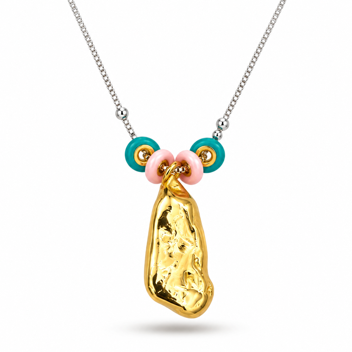 Multicolour Butterfly Charm Gold-Tone Pendant Necklace