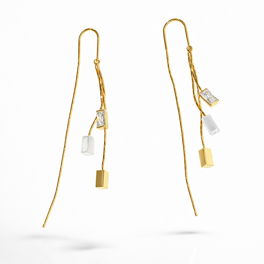 Gold Geometric Threader Earrings