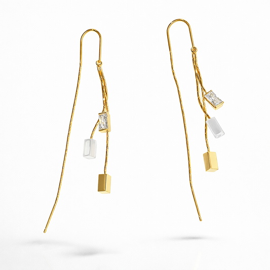 Gold Geometric Threader Earrings