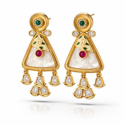 Golden Triad Pearl Kundan Necklace Set