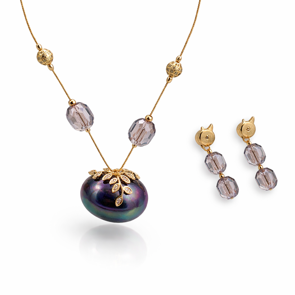 Midnight Glow Semi-Precious Stone Necklace Set