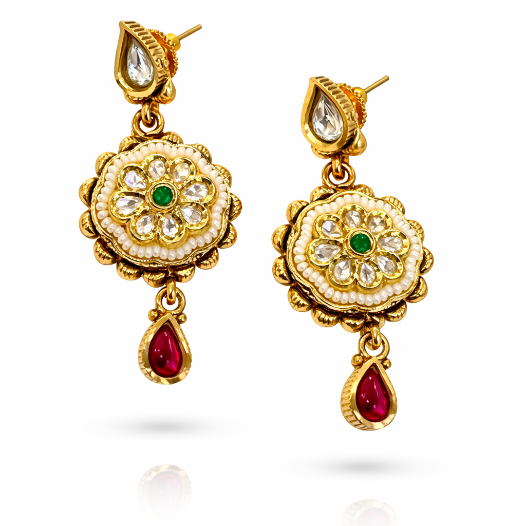 Royal Polki Kundan Pearl Necklace Set