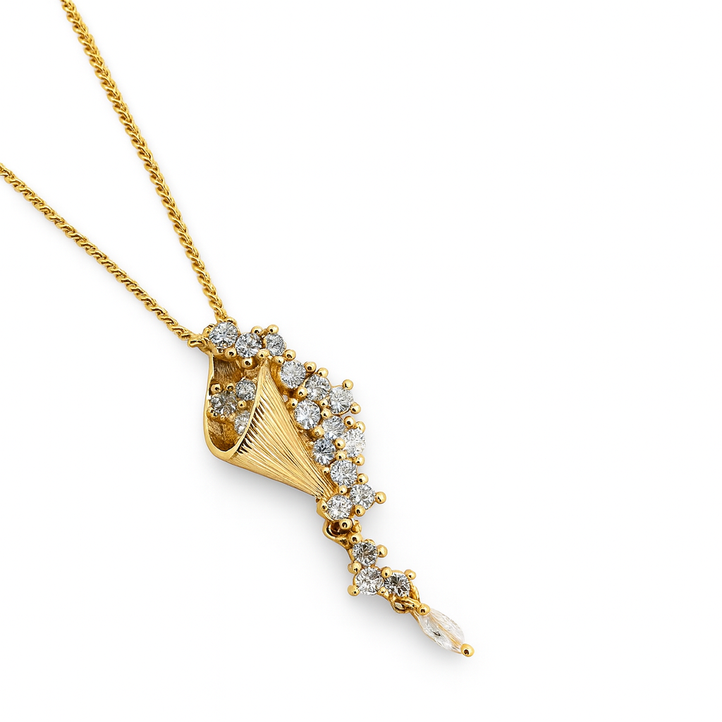 Jinam designer anti-tarnish CZ pendant necklace featuring a sparkling gemstone on a sleek chain, suitable for party and daily wear.