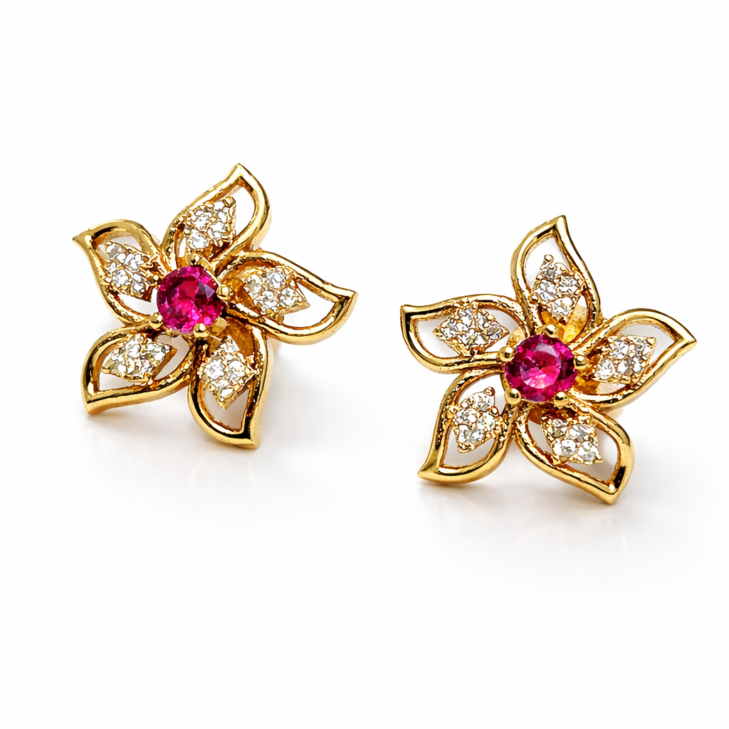 Ruby Elegance Gold Imitation Necklace Set