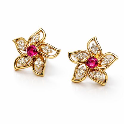 Ruby Elegance Gold Imitation Necklace Set