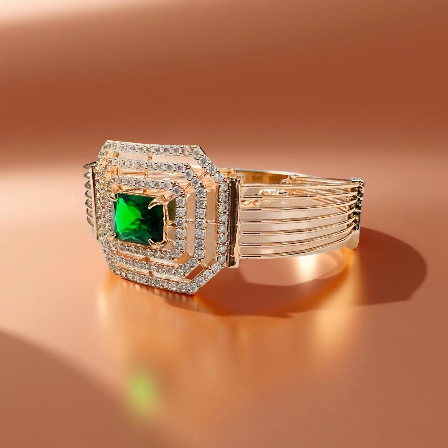 Gold-Plated Emerald Octagon Bracelet