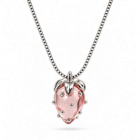 Pink Strawberry Pendant Chain Necklace