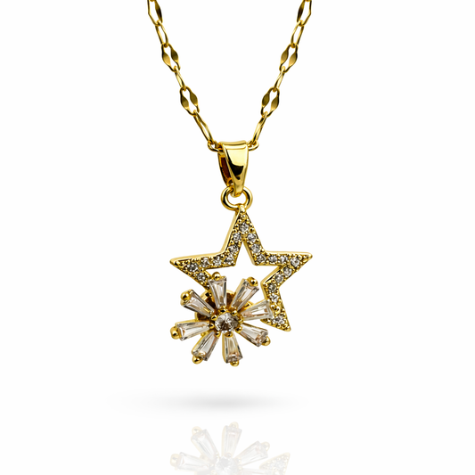 Celestial Starburst Crystal Chain Pendant