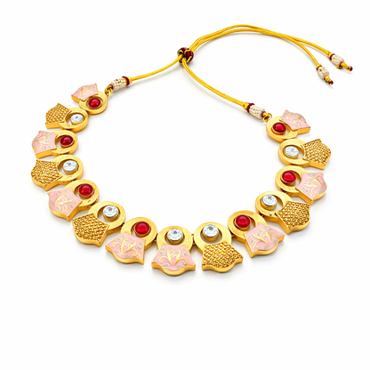 Blush Enamel Pearl Imitation Necklace Set