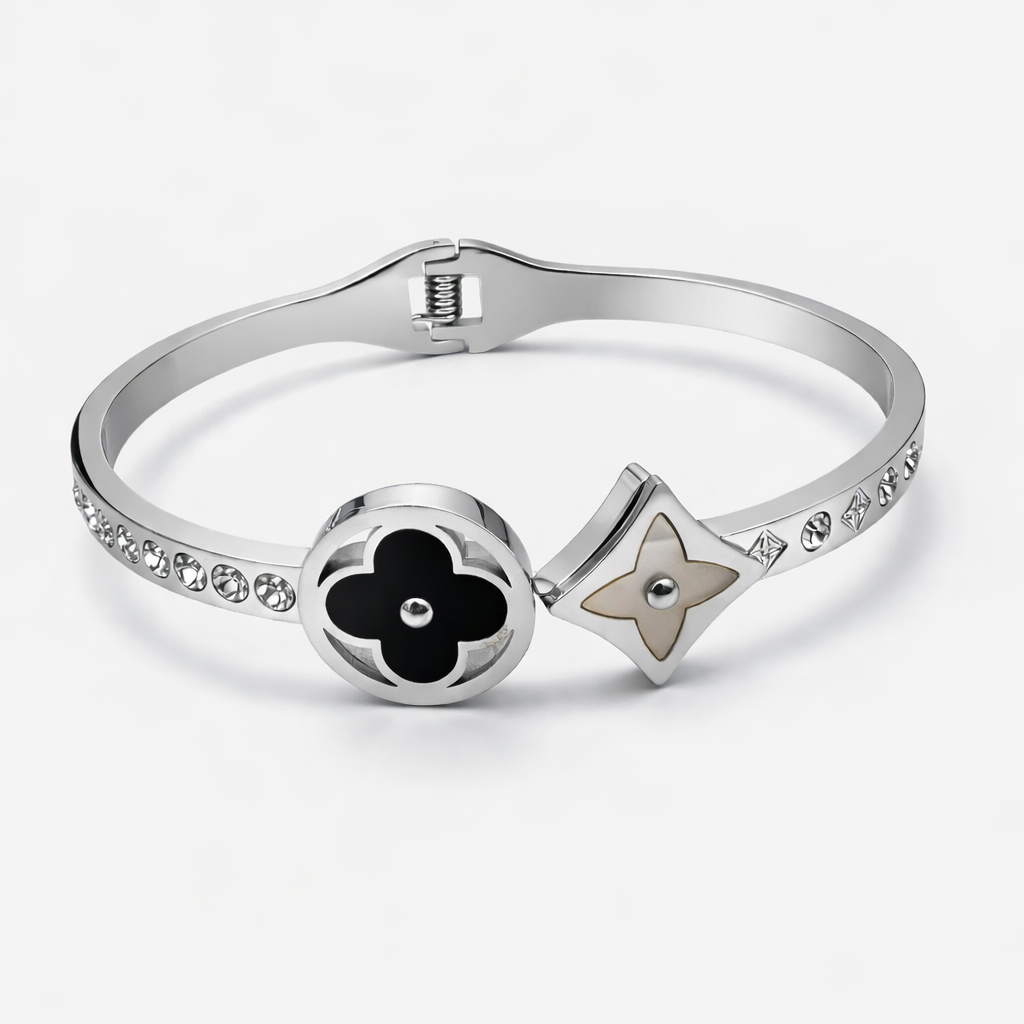 Luxury Clover & Star Silver Bracelet