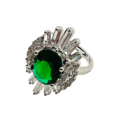 Emerald Green Crystal Jewellery Set – Necklace, Bracelet, Earrings & Ring