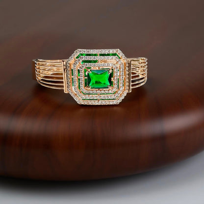 Gold-Plated Emerald Octagon Bracelet