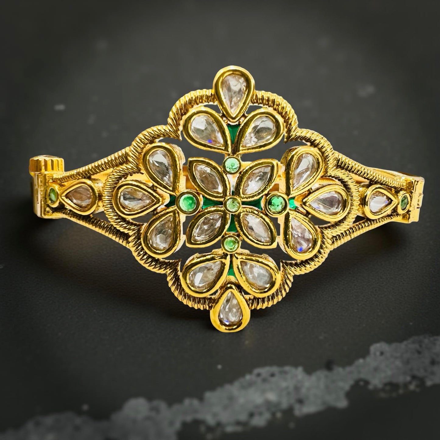 Royal Gold-Plated Kundan Floral Bracelet