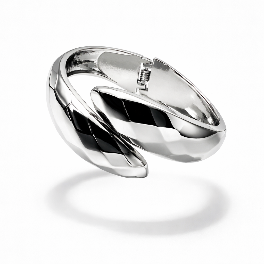 Sculpted Silver Open Cuff Bracelet