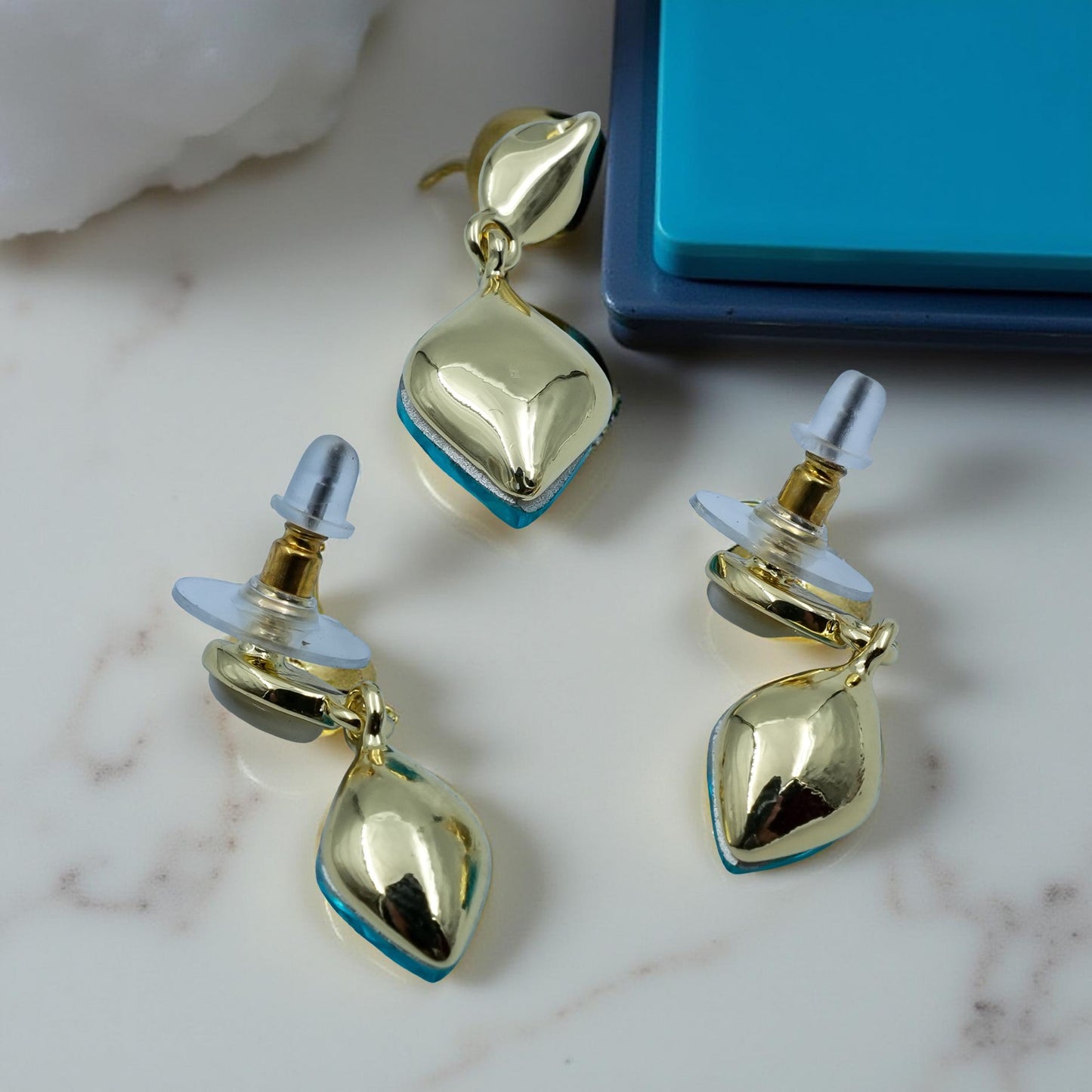 Aqua Blue Crystal Pendant & Earrings Set