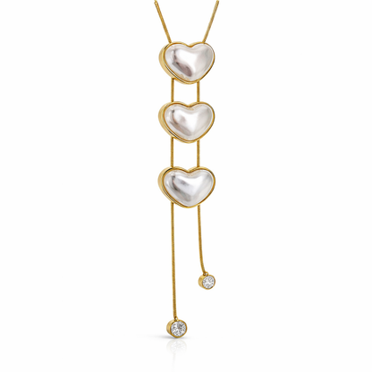Triple Heart Drop Lariat Necklace