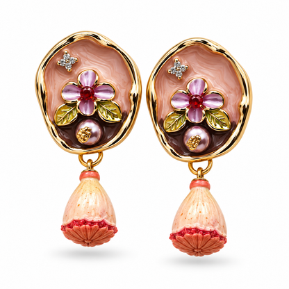 Gold-Tone Floral Jhumka Drop Earrings