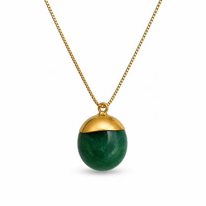 18K Gold Plated Green Stone Necklace & Earrings Set | Jinam