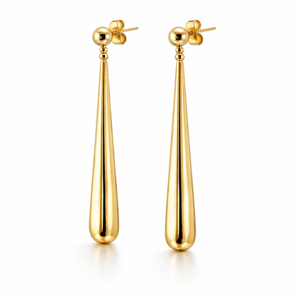Classic Gold Elongated Teardrop Dangle Earrings