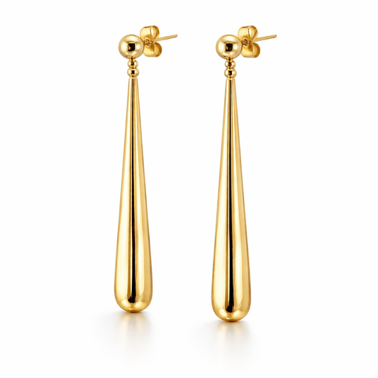 Classic Gold Elongated Teardrop Dangle Earrings