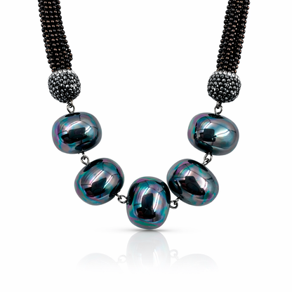 Statement Semi-Precious Necklace with Matching Earrings