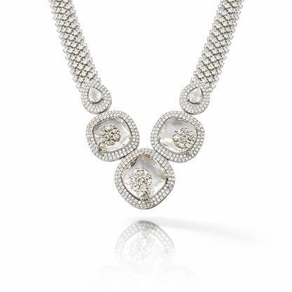 Crystal Mirage Silver AD Necklace Set