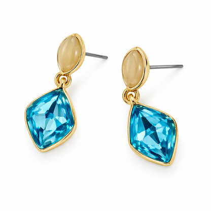 Aqua Blue Crystal Pendant & Earrings Set