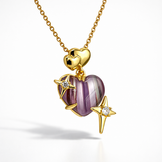 Aurora Heart Star Crystal Chain Pendant