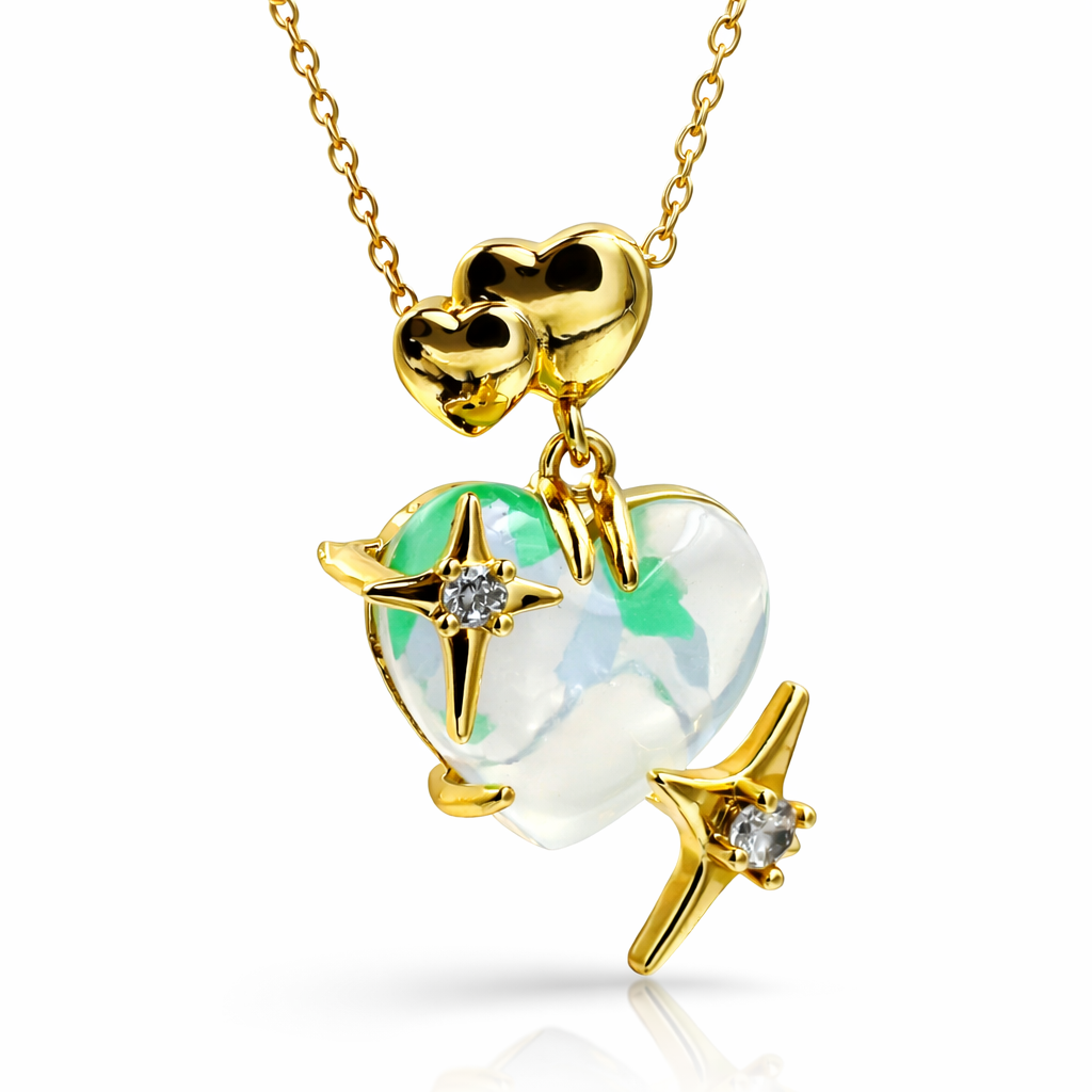 Celestial Heart Opal Star Chain Pendant