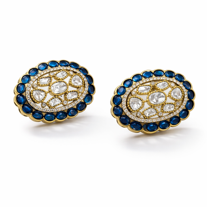 Royal Blue Kundan Collar Imitation Necklace Set