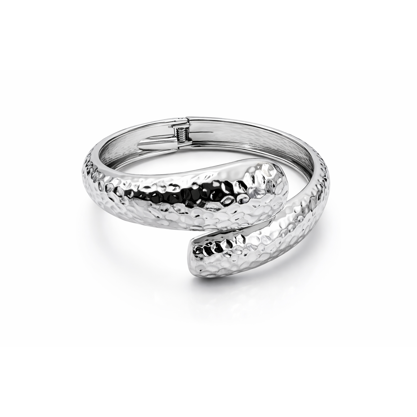 Hammered Silver-Tone Statement Bracelet with Anti-Tarnish Finish