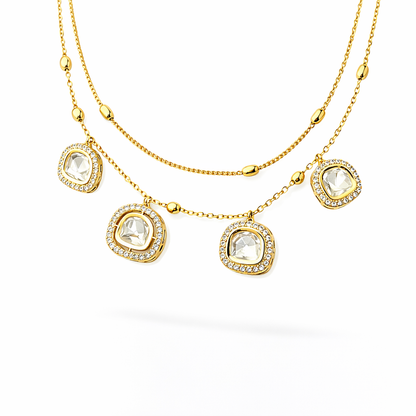 Royal Glow Gold Kundan Layered Necklace Set