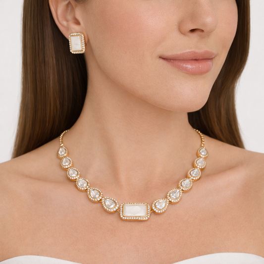 Ivory Shine Kundan Imitation Necklace Set